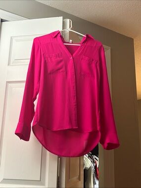 Women's Fuchsia Button-Front Blouse